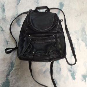 Tignanello Black Leather Backpack